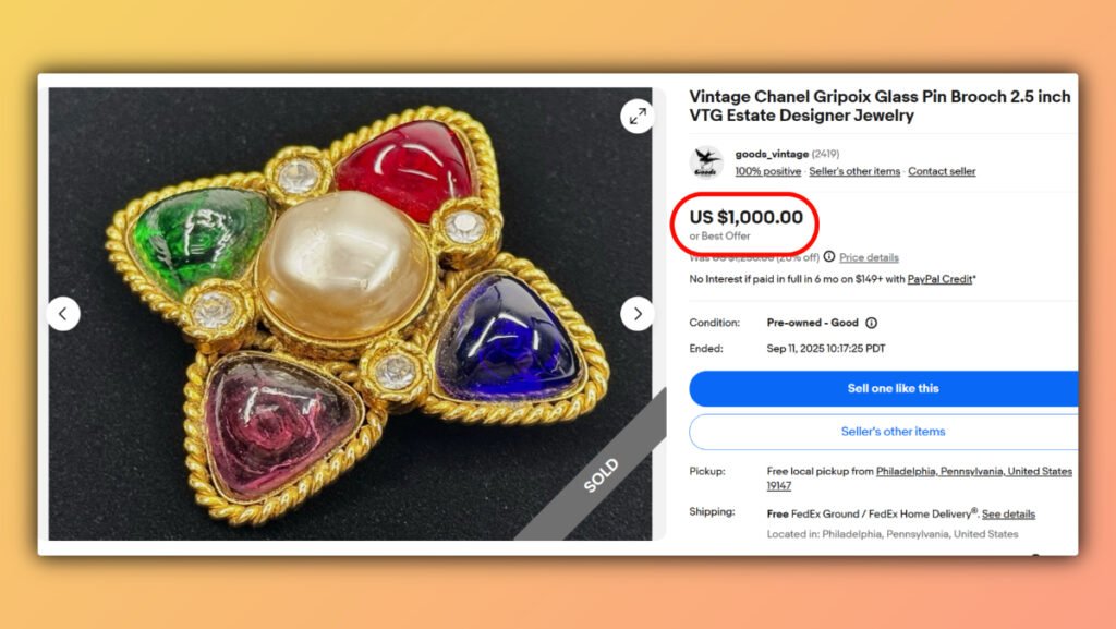 Chanel Gripoix Art Glass Brooch