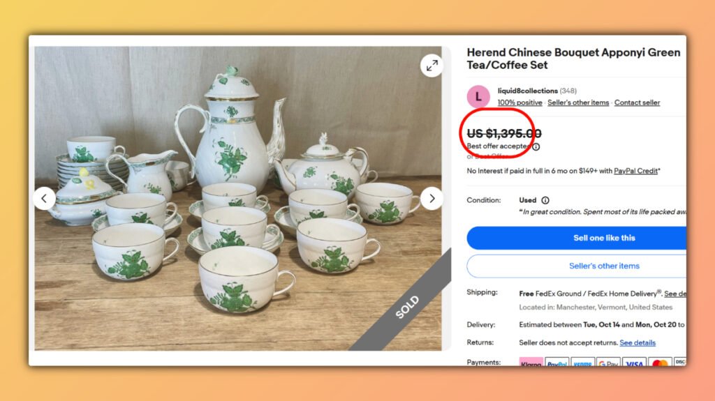 Green Chinese Bouquet Apponyi Tea Set by Herend