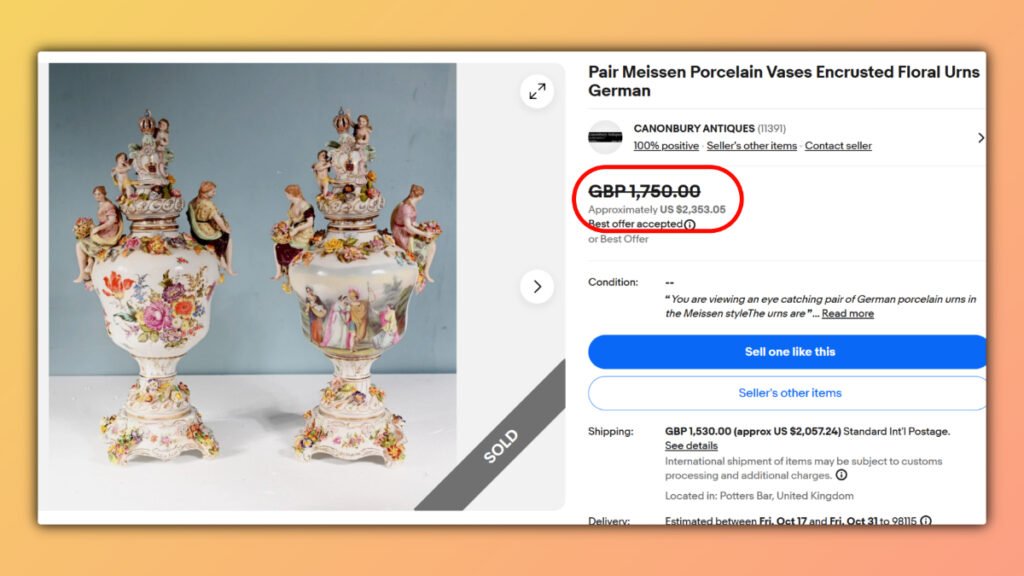 Meissen Porcelain Encrusted Floral Urns