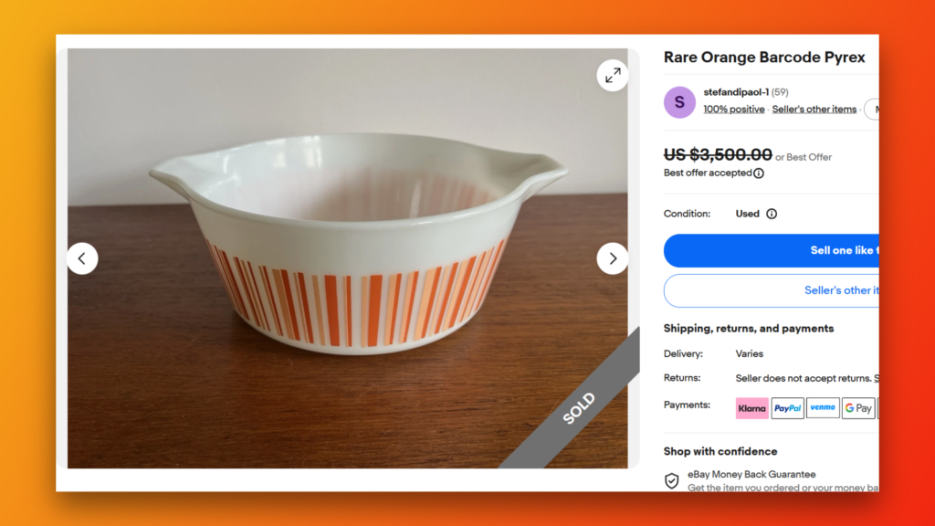 Orange Barcode Pyrex