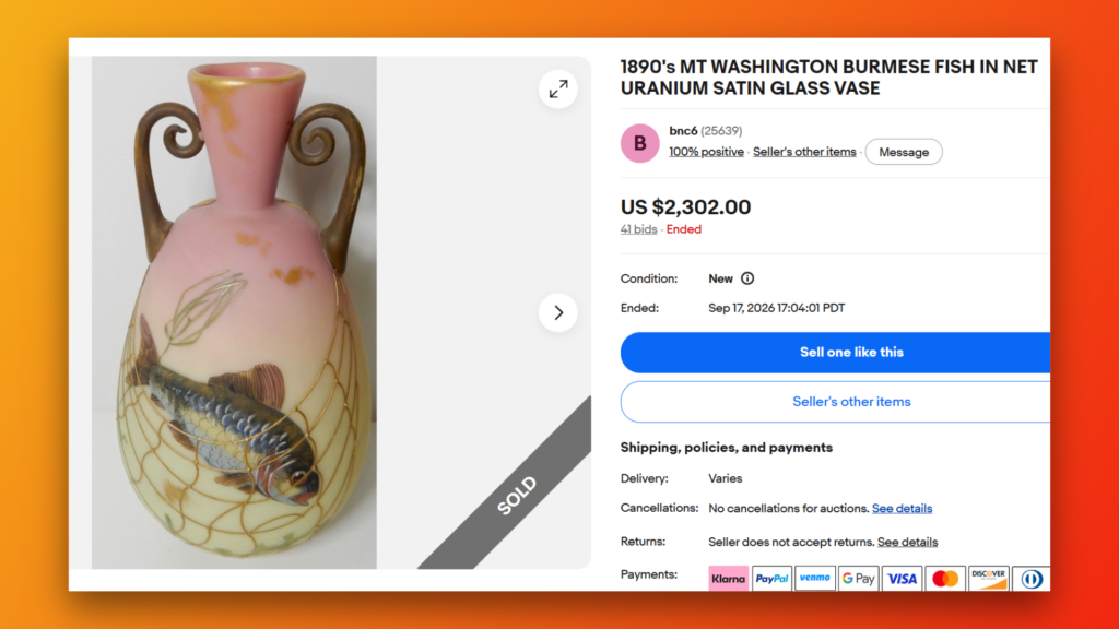 Antique Mount Washington Burmese Glass Vase