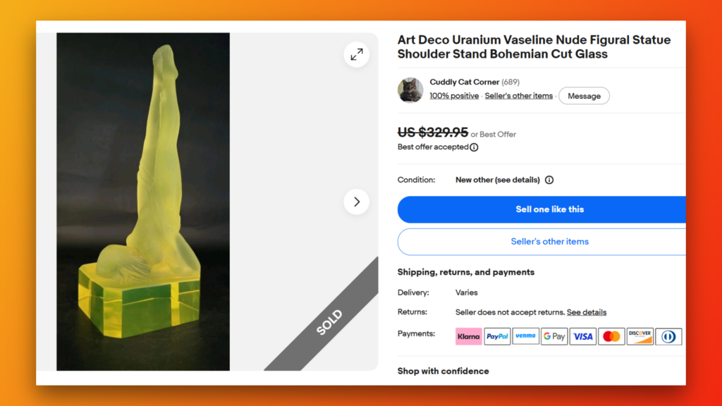 Art Deco Czech Uranium Glass Figurine