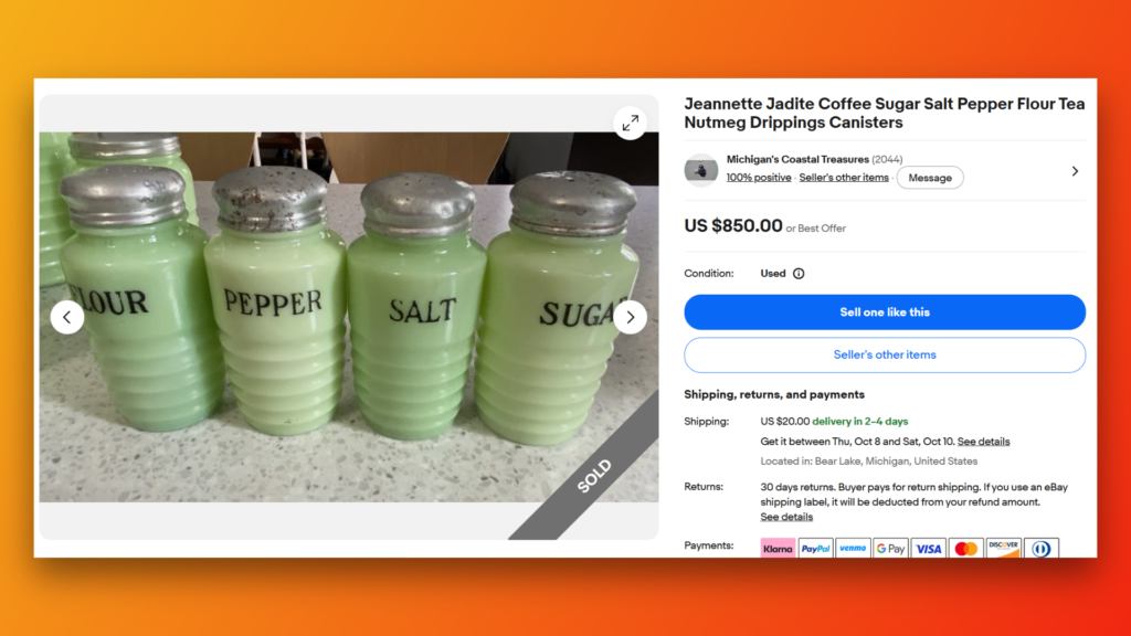Jeanette Jadeite Spice Canisters