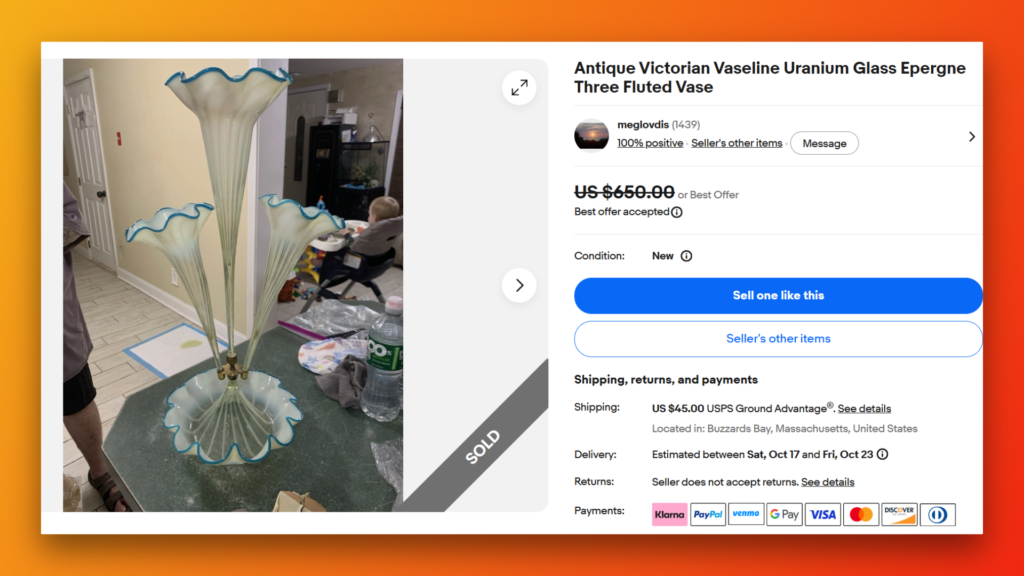 Victorian Vaseline Glass Epergne