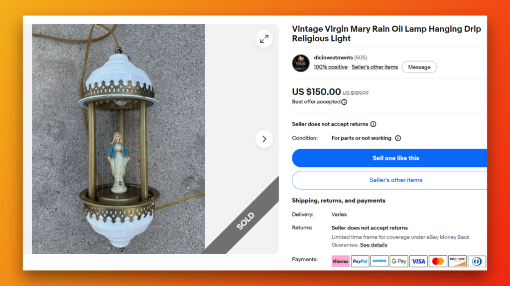 Virgin Mary Rain Lamp